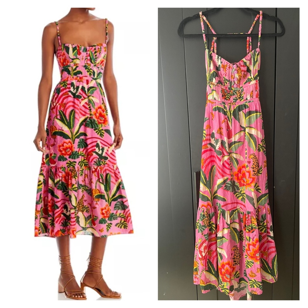 SOLD FARM Rio Leopard Forest Midi Dress. SOLD.
